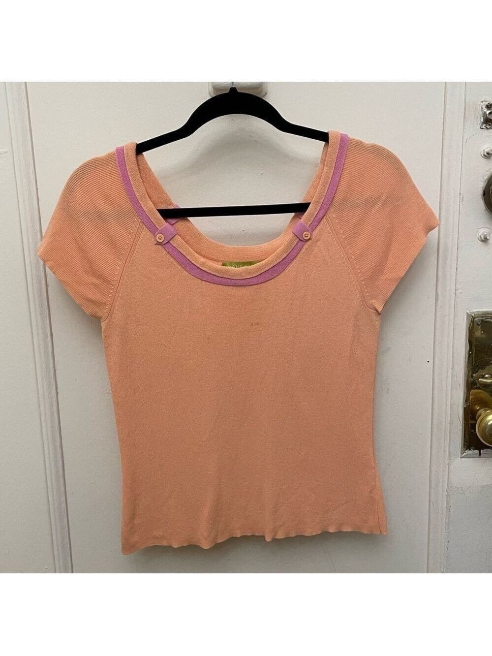 Sigrid Olsen Short Sleeve Top Peach & Pink Size SP Vintage Y2K